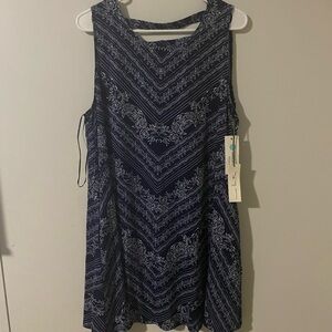 Nine Britton Navy and White Patterned Mini Dress